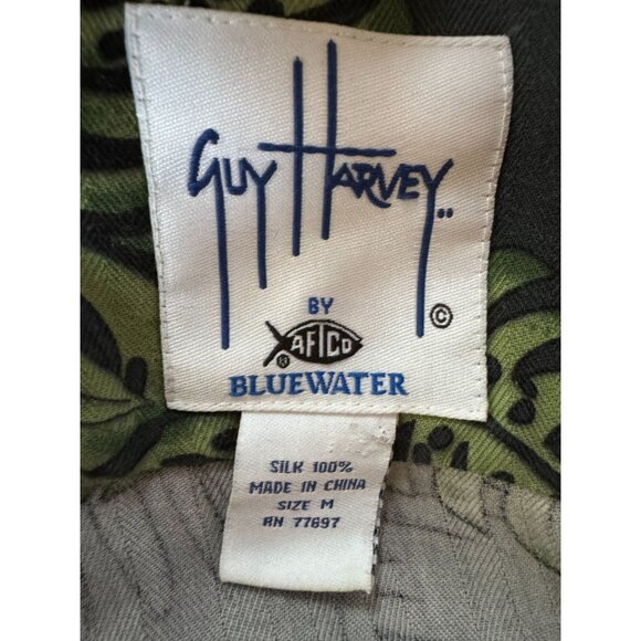 Guy Harvey By Aftco Bluewater Parrot Floral Silk Hawaiian Shirt M - Picture 4 of 16